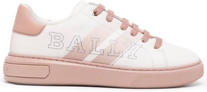 Bally glitter-logo side-stripe sneakers White