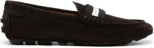 Bally grosgrain-ribbon suede boat shoes Brown