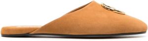 Bally Gylon logo-plaque leather slippers Brown