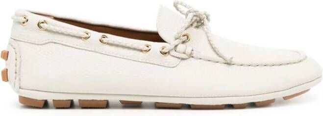 Bally leather boat loafers White