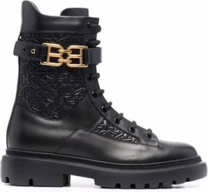 Bally logo-buckle cargo boots Black