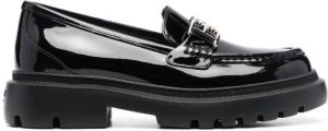 Bally logo-buckle patent-leather loafers Black