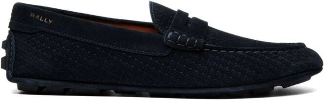 Bally logo-embroidered round-toe loafers Black