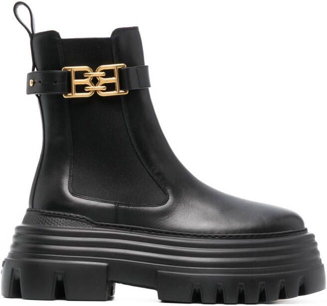 Bally logo-plaque leather boots Black