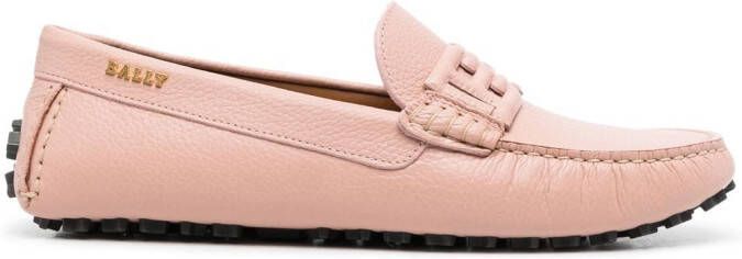 Bally logo-plaque leather loafers Pink