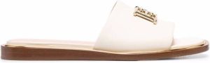 Bally logo-plaque leather slides White