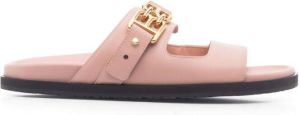 Bally logo plaque sandals Pink