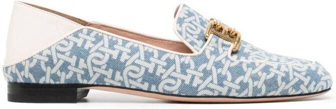 Bally logo-print leather loafers Blue