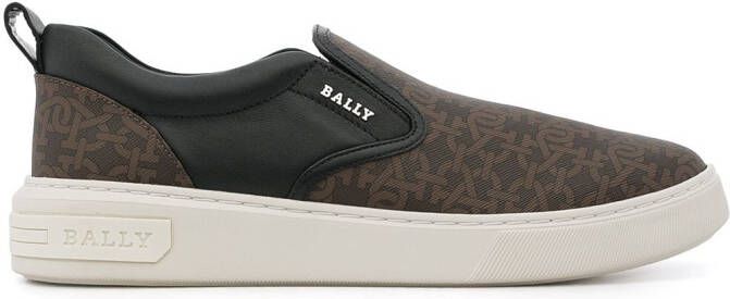 Bally monogram-print slip-on sneakers Brown