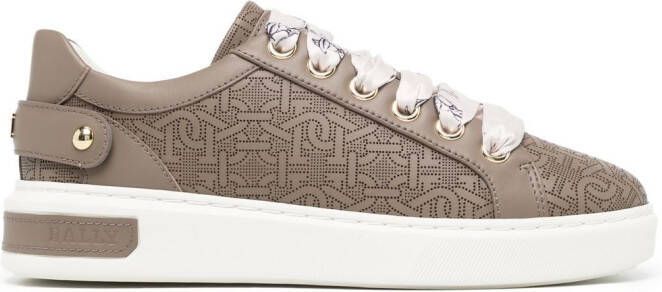 Bally perforated logo-print sneakers Brown