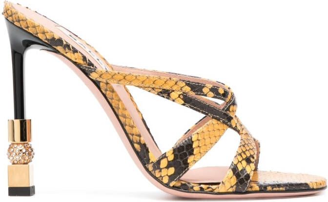 Bally snakeskin-print 110mm leather mules Yellow