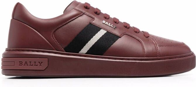 Bally stripe-embellished leather sneakers Red