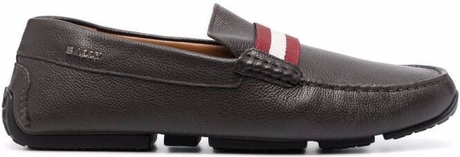 Bally striped-detail leather loafers Brown