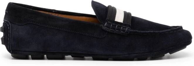 Bally striped-edge suede loafers Blue