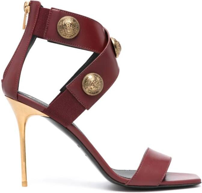 Balmain Alma 95mm leather sandals Red