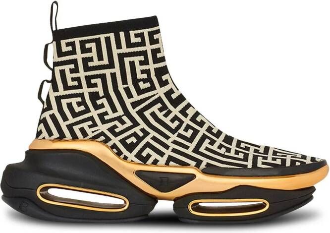Balmain B Bold monogram-print sneakers Black