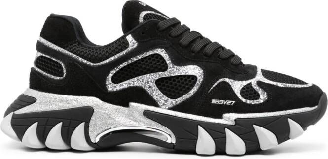 Balmain B-East panelled glitter sneakers Black