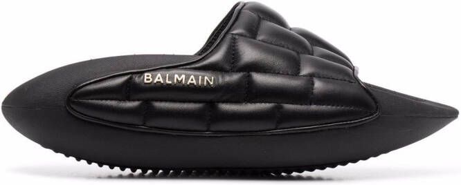 Balmain B-IT quilted leather slides Black