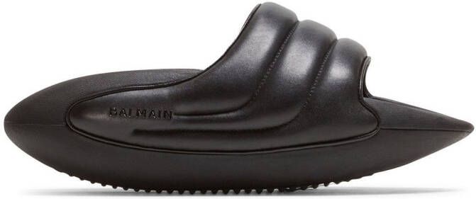 Balmain B-IT quilted platform slides Black