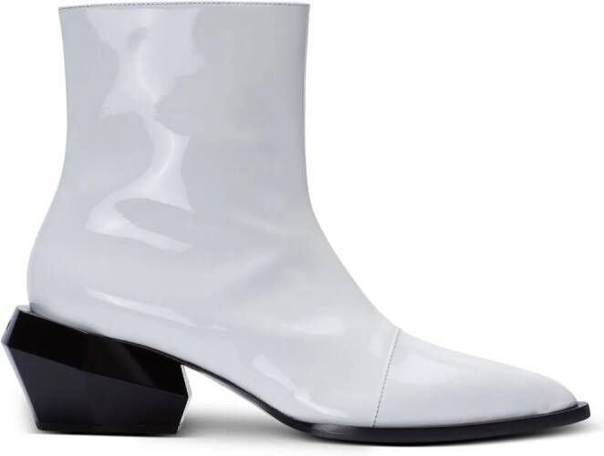Balmain Billy patent-leather ankle boots White