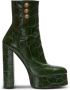 Balmain Brune croco-embossed ankle boots Green - Thumbnail 1