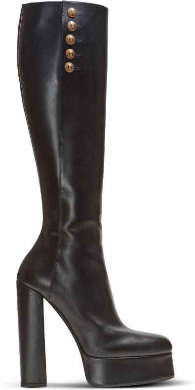 Balmain Brune 135mm knee-high leather boots Black