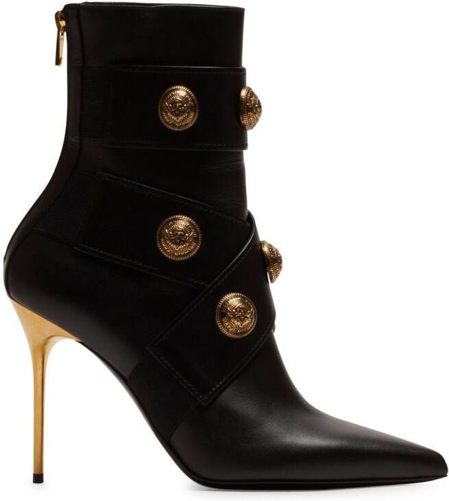 Balmain button-embellished ankle boots Black