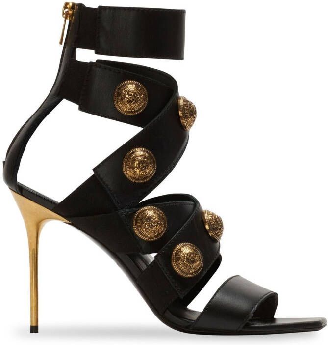 Balmain button-embellished stiletto sandals Black