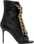 Balmain chain-embellished open-toe booties Black - Thumbnail 1