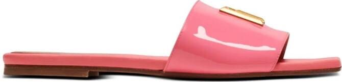 Balmain Dafne logo-plaque leather slides Pink