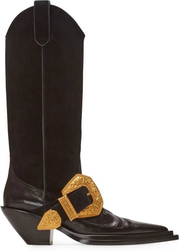 Balmain Dan buckle-embellished cowboy boots Black