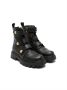 Balmain Kids button-embellished leather boots Black - Thumbnail 1