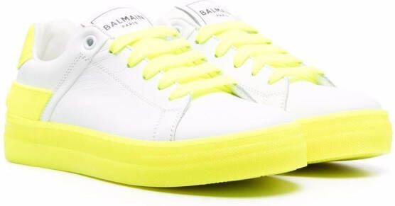 Balmain Kids contrasting-panel sneakers White