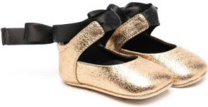 Balmain Kids gold-tone ballerina shoes