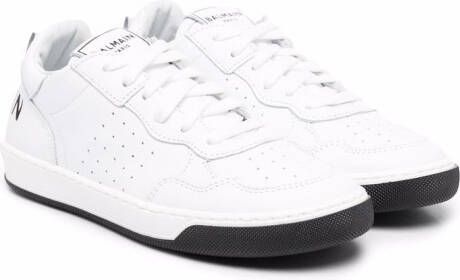 Balmain Kids leather lace-up sneakers White