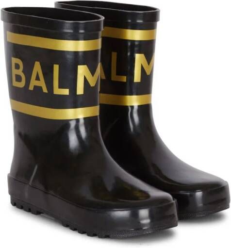 Balmain Kids logo-print rain boots Black