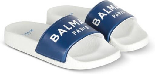 Balmain Kids logo-print slides White