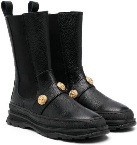 Balmain Kids studded leather boots Black