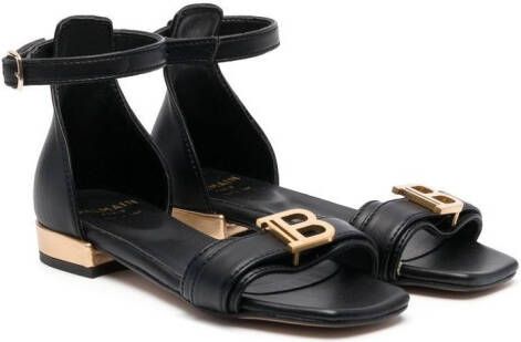 Balmain Kids studded open-toe 20mm sandals Black