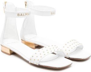 Balmain Kids studded open-toe 20mm sandals White