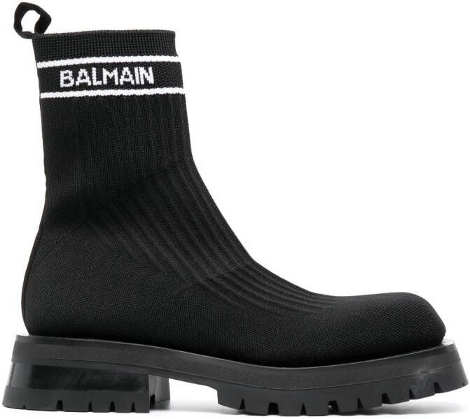 Balmain knitted chelsea ankle boots Black
