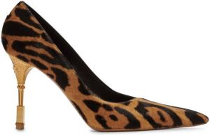 Balmain leopard-print leather pumps Brown
