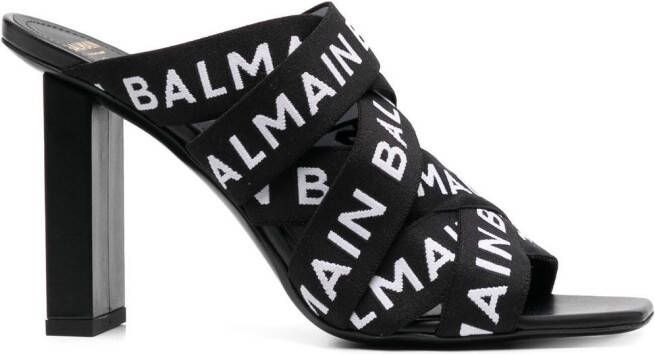 Balmain logo strappy sandals Black