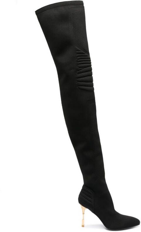 Balmain Medusa sculpted-heel 100mm boots Black