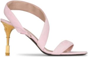 Balmain Moneta engraved-heel sandals Pink
