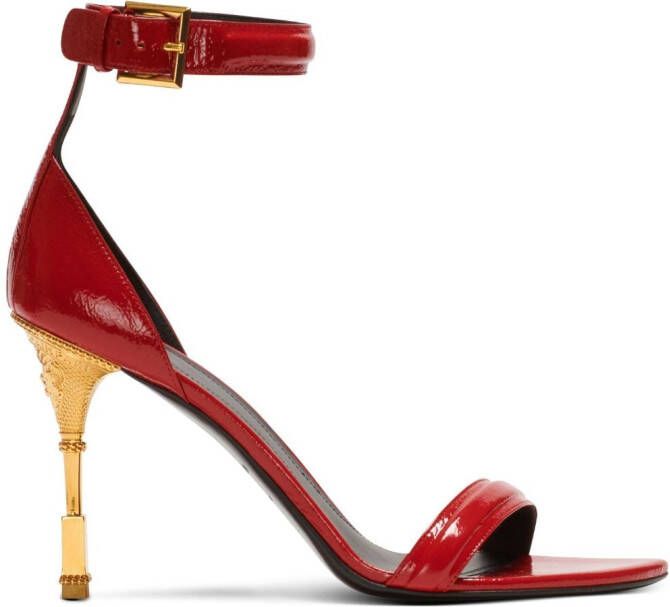Balmain Moneta leather sandals Red