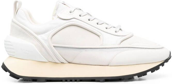 Balmain panelled-low-top leather sneakers White