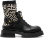 Balmain PB-monogram sock-ankle leather boots Black - Thumbnail 1