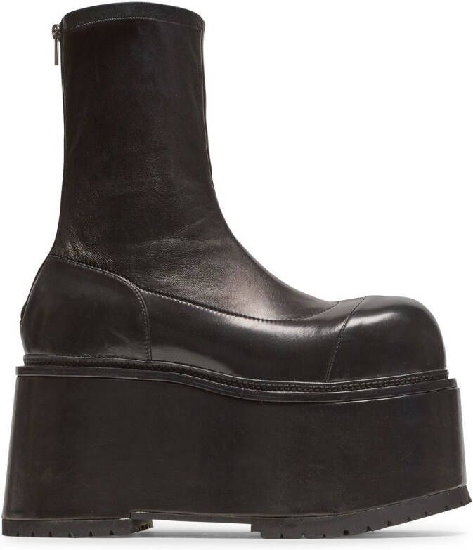 Balmain Platform leather boots Black