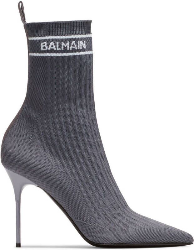 Balmain Skye 95mm knit ankle boots Black